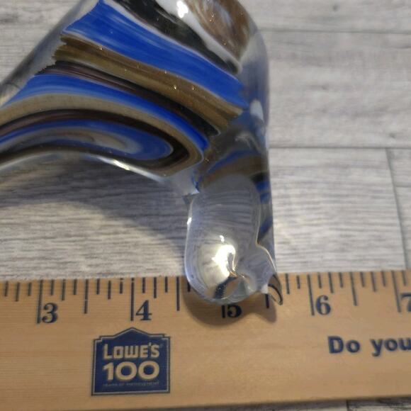 Art Glass Bird Paperweight Blue Brown and Gold Unsigned - Picture 7 of 9